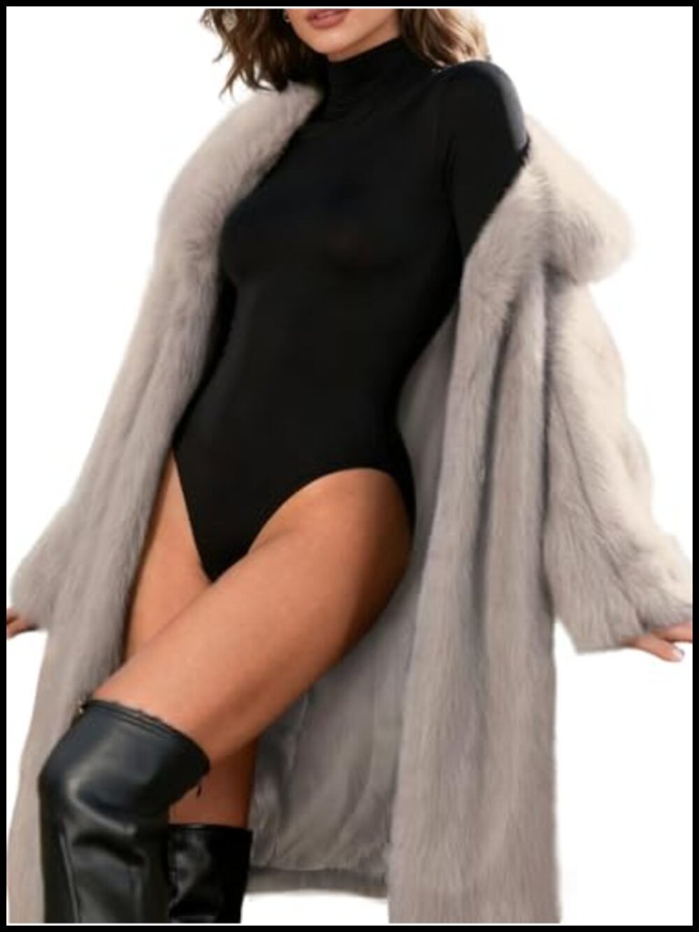 Faux Fur Coat Cropped Long Sleeve Zip Front Casual Party Warm Jacket